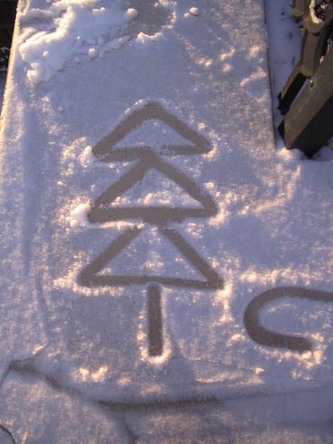 Snow painting by Daddy